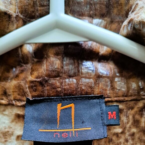 Women's Vintage Genuine Look Crocodile Skin Embossed Texture Long Blazer/Coat - Picture 6 of 9